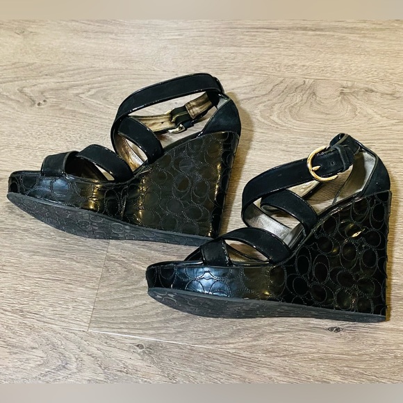 Vintage Authentic Coach Strappy Wedge Heels - Picture 3 of 6